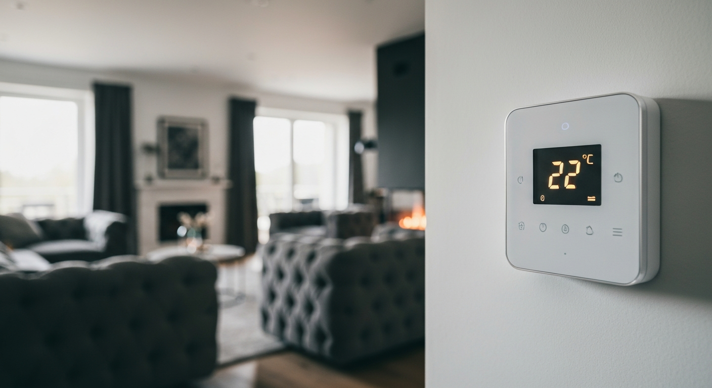Thermostat dans un salon confortable